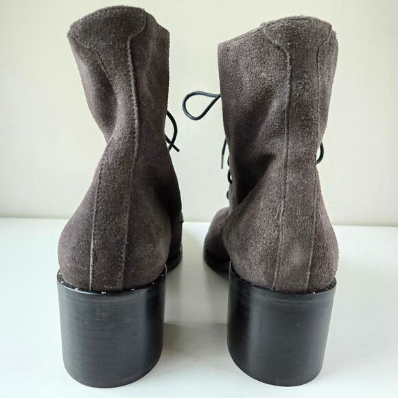 Freda Salvador NEW Ace Suede Leather Grey Lace Up High Heel Desert Boots Size 7 - Picture 6 of 11